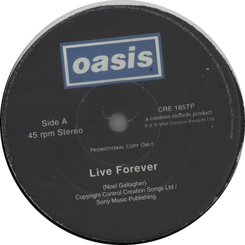 Oasis Live Forever 12inchレコード UKオリジナル Oasis Live Forever + HYPE & Anglo stickers UK Promo 12